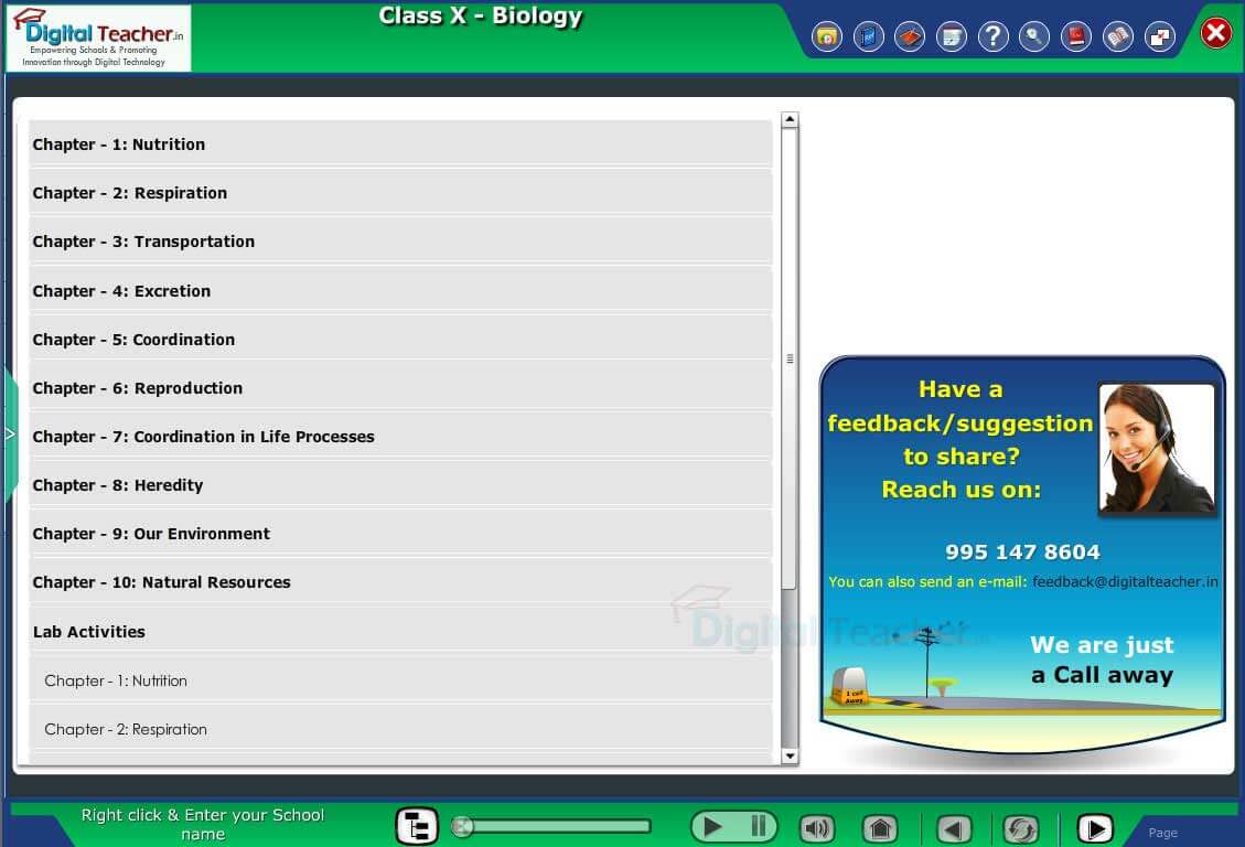 Digital Teacher class 10 biology all chapters animated video content